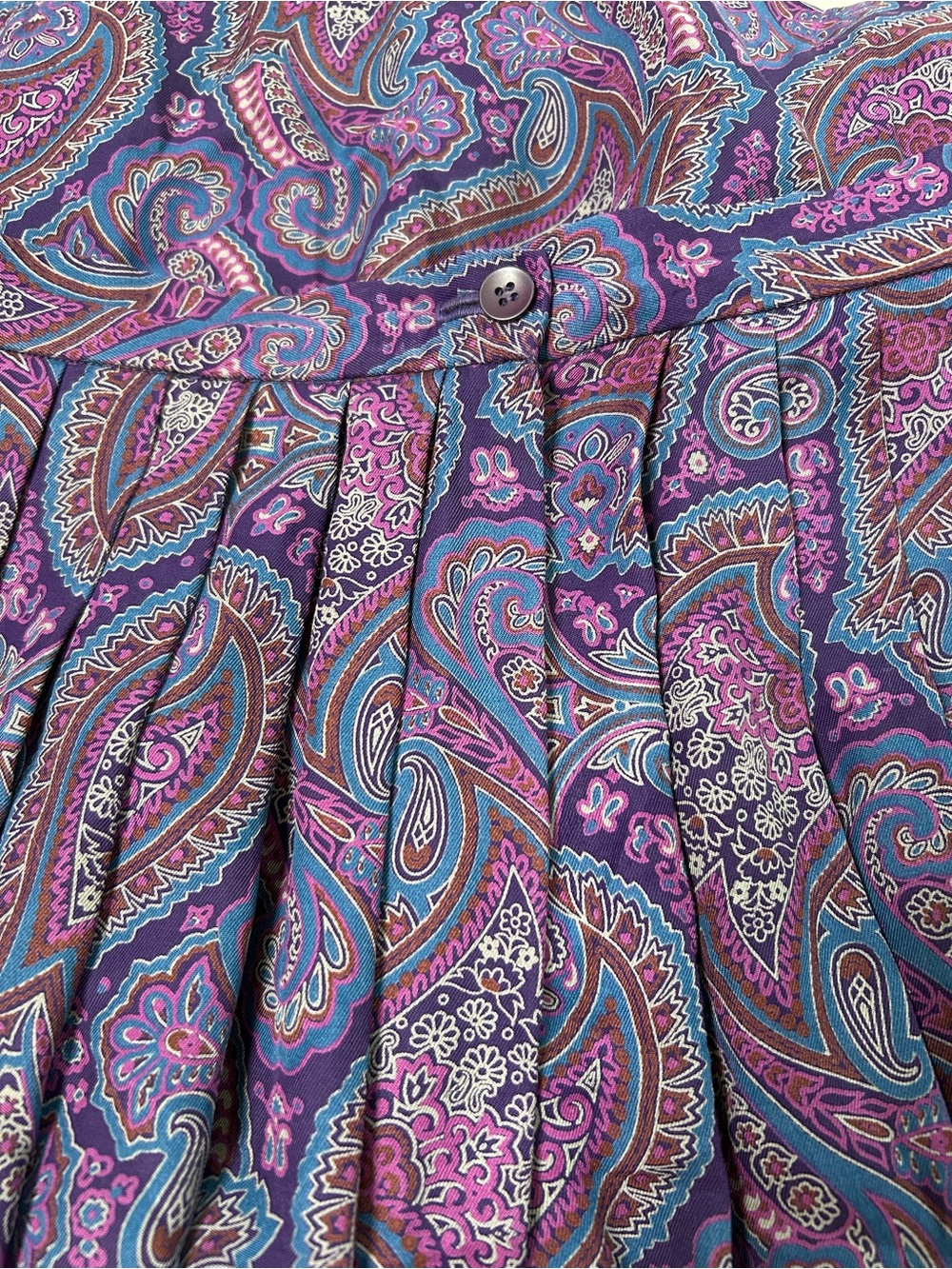 Vintage Pendleton Purple Blue Paisley Pleated Midi Skirt Size 6 Petite 26" Waist - Picture 4 of 9